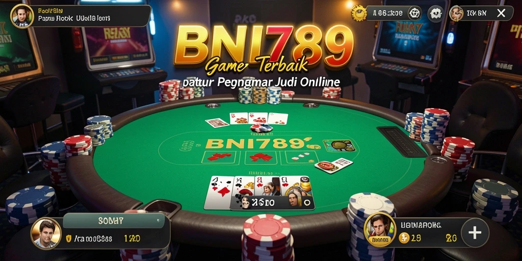 Tampilan gameplay BNI789 dengan suasana poker yang mendebarkan.