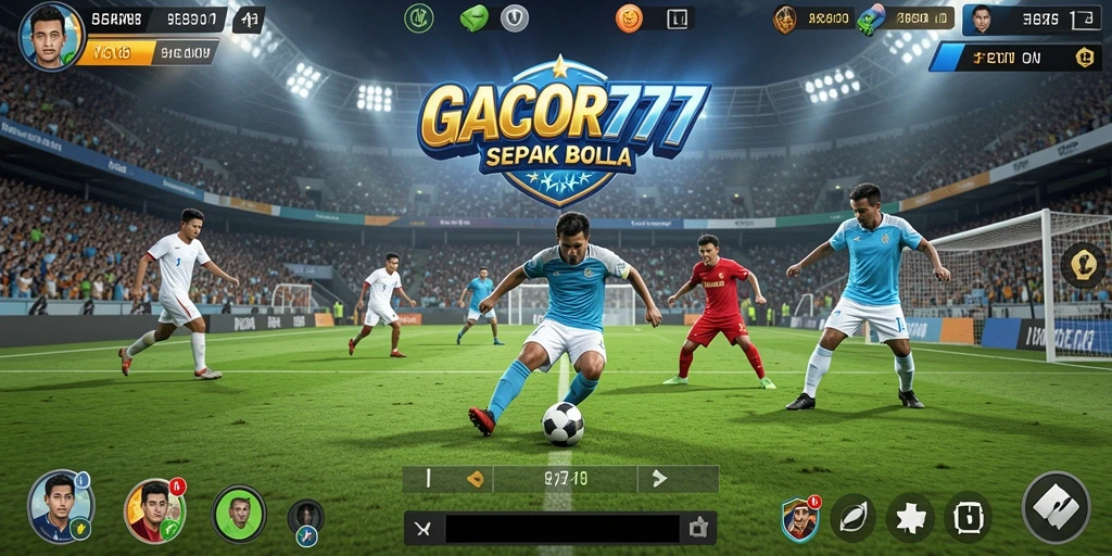 Tampilan gameplay sepak bola yang memukau dan intens.