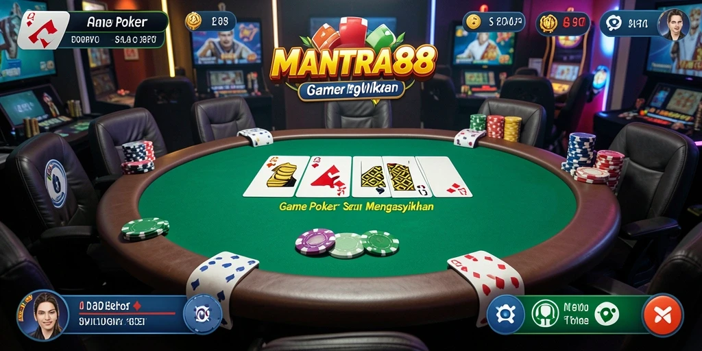 Screenshot gameplay MANTRA88 menampilkan suasana poker yang mendebarkan.