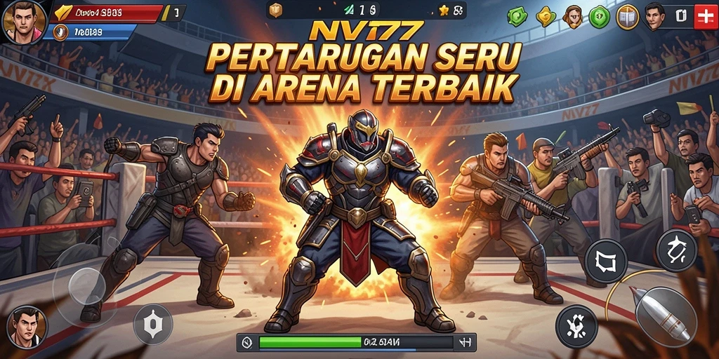 Screenshot gameplay NV77 menunjukkan aksi pertarungan yang mendebarkan.