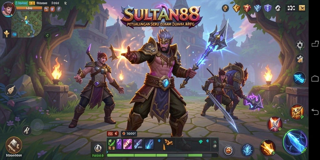 Tangkapan layar menunjukkan pertarungan epik dalam permainan ARPG SULTAN88.