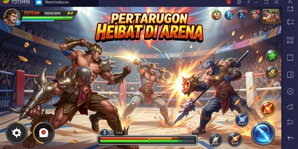 Screenshot gameplay TOTO99 menampilkan aksi adu jari yang intens.