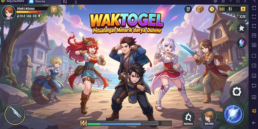 Tampilan gameplay menarik di dunia anime yang penuh warna.
